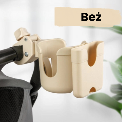 Uchwyt do wózka na kubek, butelkę i telefon 2w1
